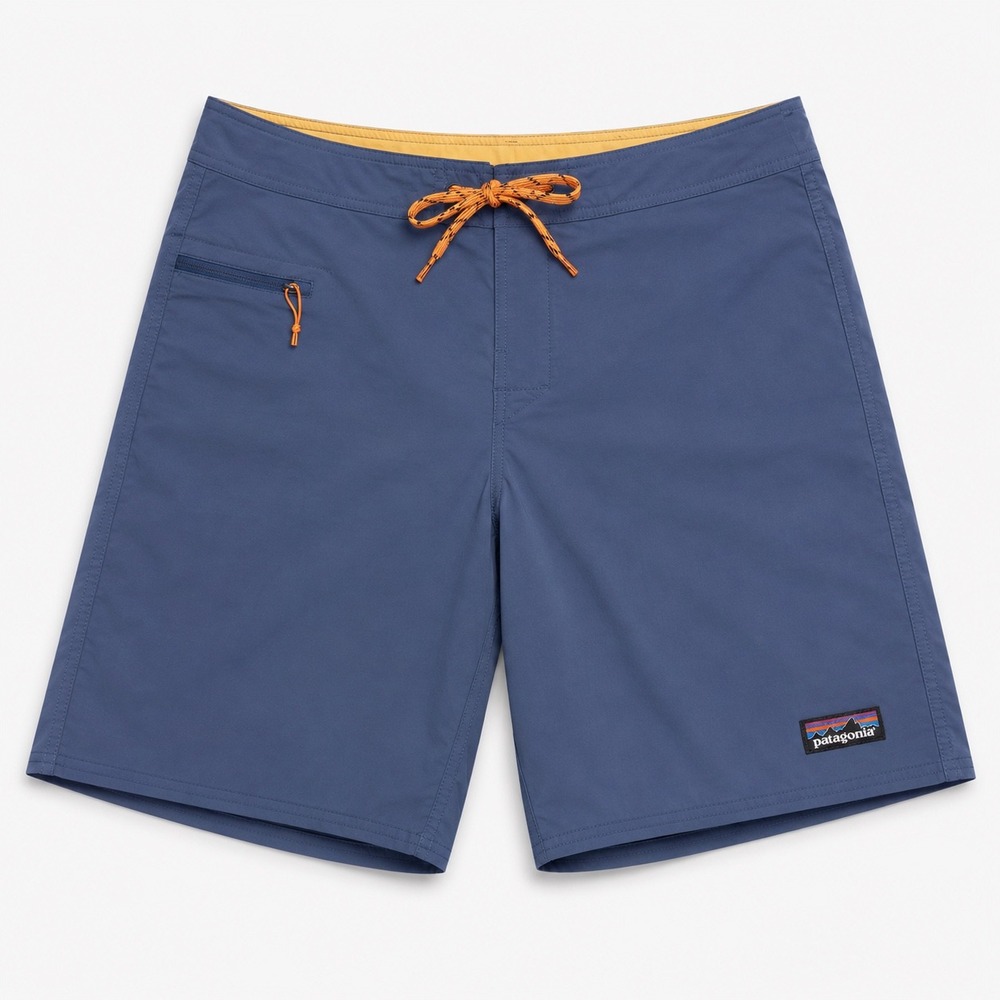Patagonia‎ Mens Stretch Wavefarer Board Shorts Blue Orange Size 38 Swim Trunks